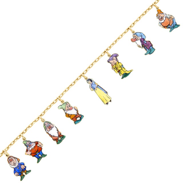 Cartier, Disney Gold and Enamel 'Snow White and the Seven Dwarfs' Charm Bracelet, circa 1938. Est.  $20,000-40,000. Lot 89. Important Jewelry. Auction Oct 1. 