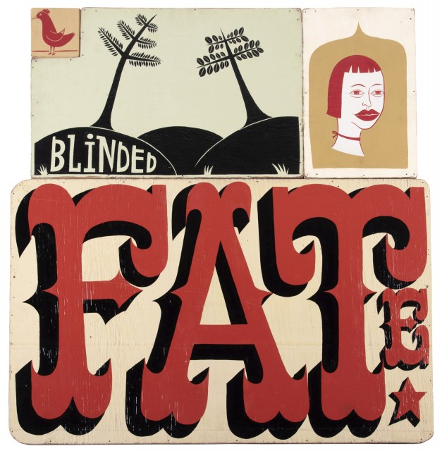 Margaret Kilgallen (American, 1967-2001), Untitled (Blinded Fate), 1998. Lot 47. Auction Dec 2, 2020