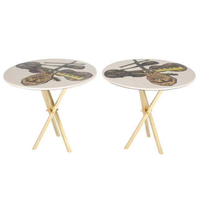 Piero Fornasetti Side Tables With Instrument Illustrations - $5,700