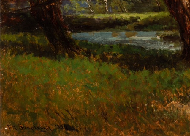 Frank Henry Shapleigh (American, 1842-1906), The Old Grist Mill, Limington, Maine, 1884. Est. $12,000-18,000. Lot 26. Property from Chateau Ridge, Greenwich. Auction Feb 24, 2021.