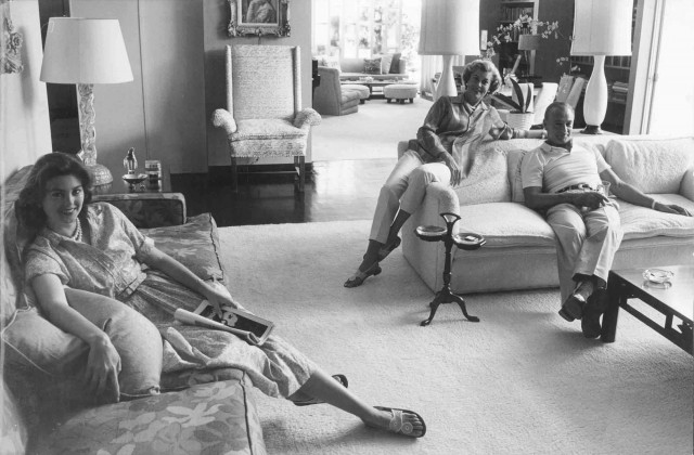 Maria, Veronica and Gary Cooper in the living room of the Holmby Hills residence, circa 1959. The baluster-form lamps visible on the table behind Veronica and Gary Cooper will be offered in Doyle and Design on June 16.