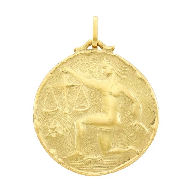 Jacques Cartier Gold Libra Pendant. Est. $2,500-3,500. Lot 169. Auction May 6. 