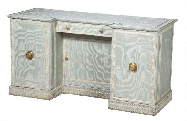 Pale Blue Moiré Silk-Lined Dressing Table designed by Maison Jansen for The Duchess of Windsor. Lot 599. Auction May 26, 2021