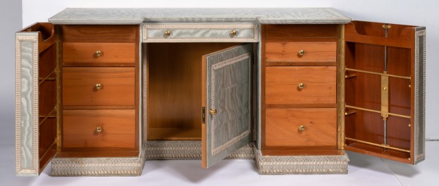Pale Blue Moiré Silk-Lined Dressing Table designed by Maison Jansen for The Duchess of Windsor. Lot 599. Auction May 26, 2021