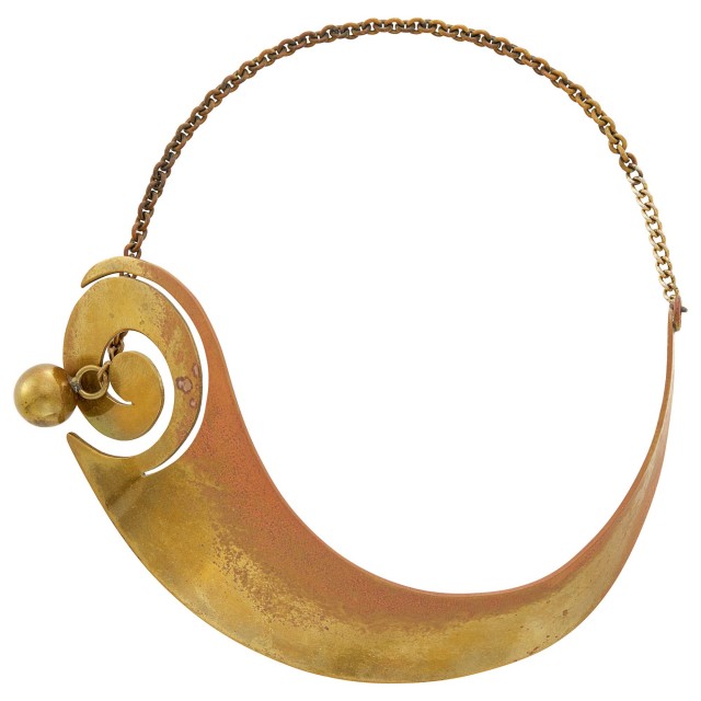 Art Smith 'Paraspiral' Brass-Plated Copper Necklace. Est. $2,000-3,000. Lot 1131. Fine Jewelry. Auction Thursday, June 23, 2021.