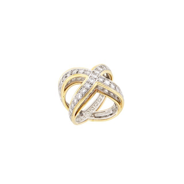 Gold, Platinum and Diamond Band Ring, Tiffany and Co. Sold for $3,437