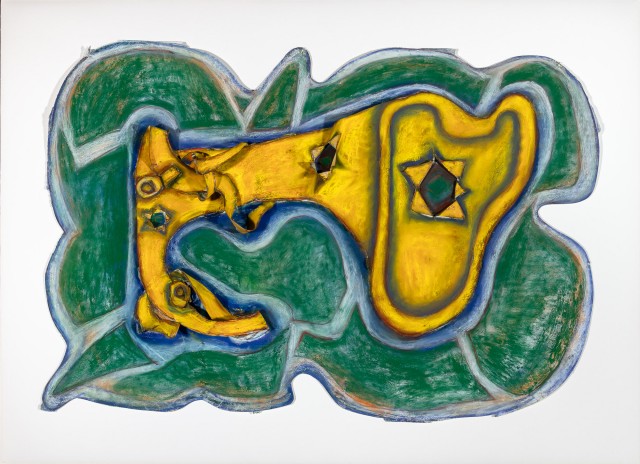 Elizabeth Murray (1940-2007), Dress on Grass, 1993, Pastel, charcoal and ink on folded and collaged paper. Lot 49. Auction Oct 13, 2022.  