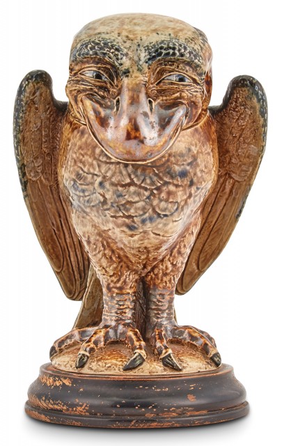 Martin Brothers Stoneware Bird Jar and Cover, Dated 1890. Lot 384. Auction Dec 8.