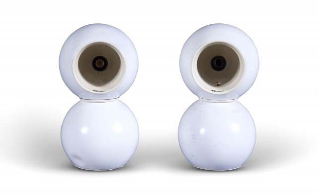 Pair of Antonio Macchi for Arteluce Adjustable Double-Globe White Metal Model 541 Lamps, 1960s. Lot 123. Auction Dec 7, 2022.