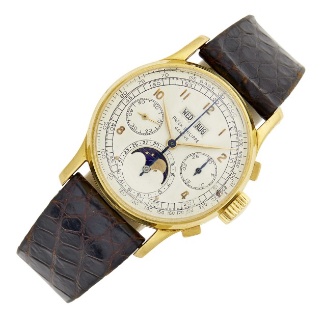 Rare Patek Philippe Ref. 1518 Gentleman's Gold 'Perpetual Calendar Moonphase' Chronograph Wristwatch, Yellow Gold. Lot 76. Auction December 15, 2022