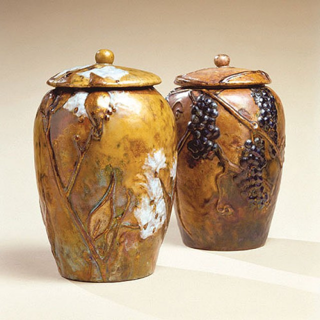 Two Tiffany Studios Enameled Copper Ginger Jars. Sold for $179,250