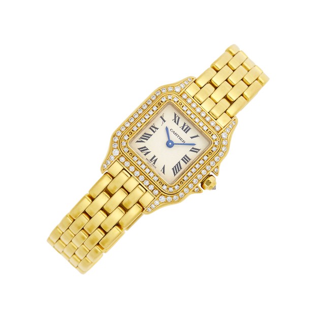 Gold and Diamond 'Panthère' Wristwatch, Cartier, Ref. 1280. Est. $6,000-8,000. Lot 7. Auction June 22.